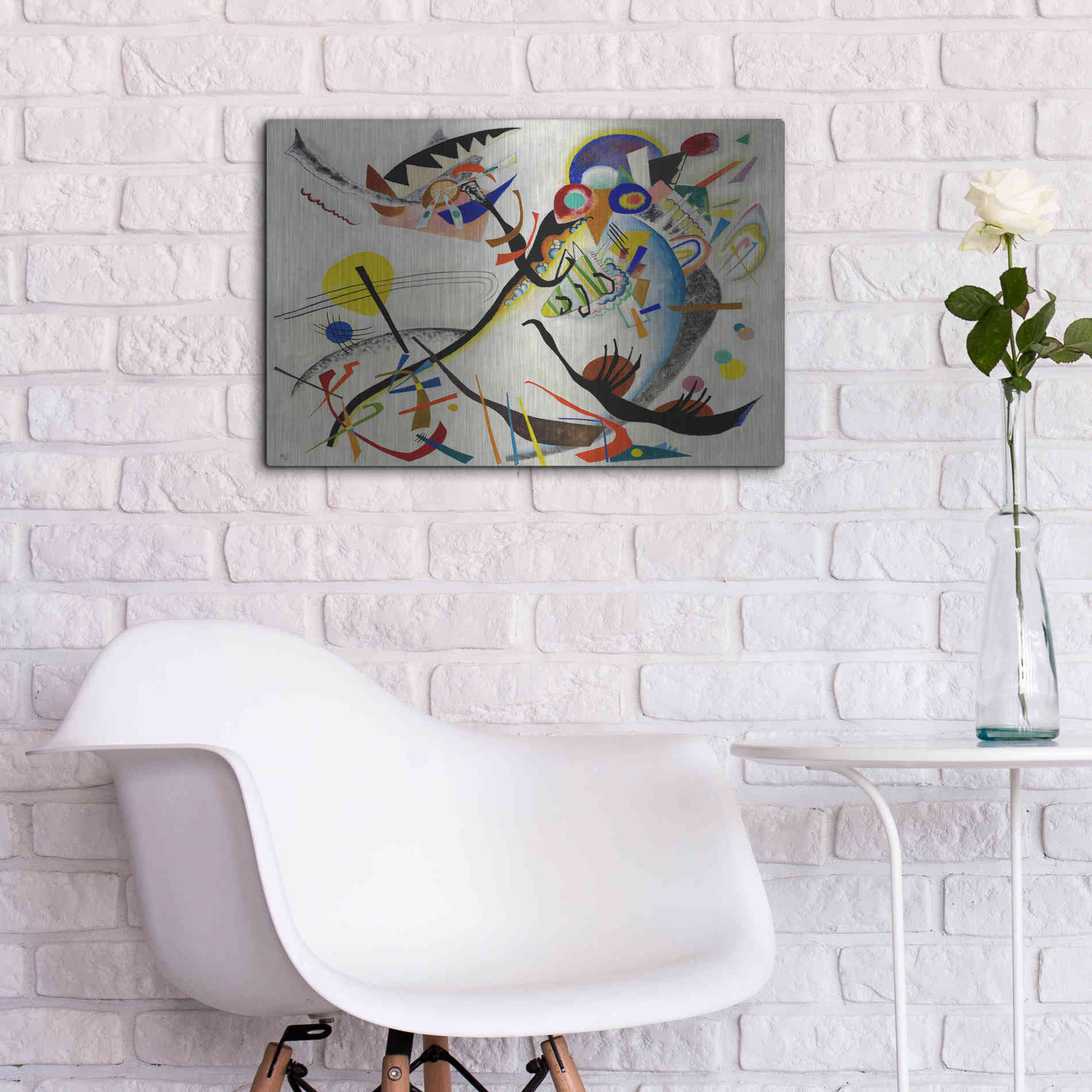 Luxe Metal Art 'Blue Segment' by Wassily Kandinsky, Metal Wall Art,24x16