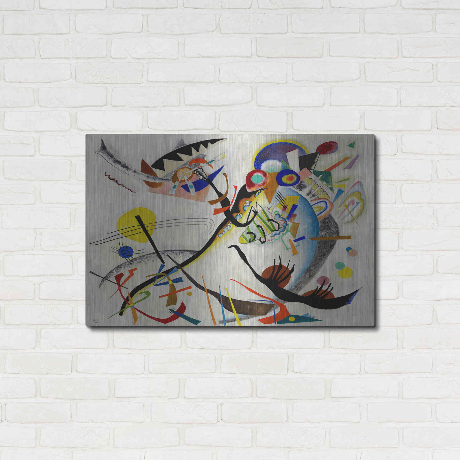 Luxe Metal Art 'Blue Segment' by Wassily Kandinsky, Metal Wall Art,36x24