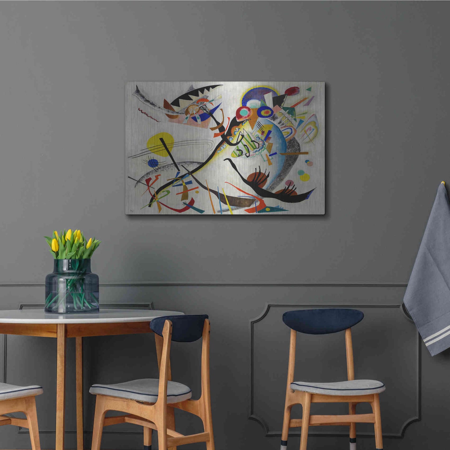 Luxe Metal Art 'Blue Segment' by Wassily Kandinsky, Metal Wall Art,36x24