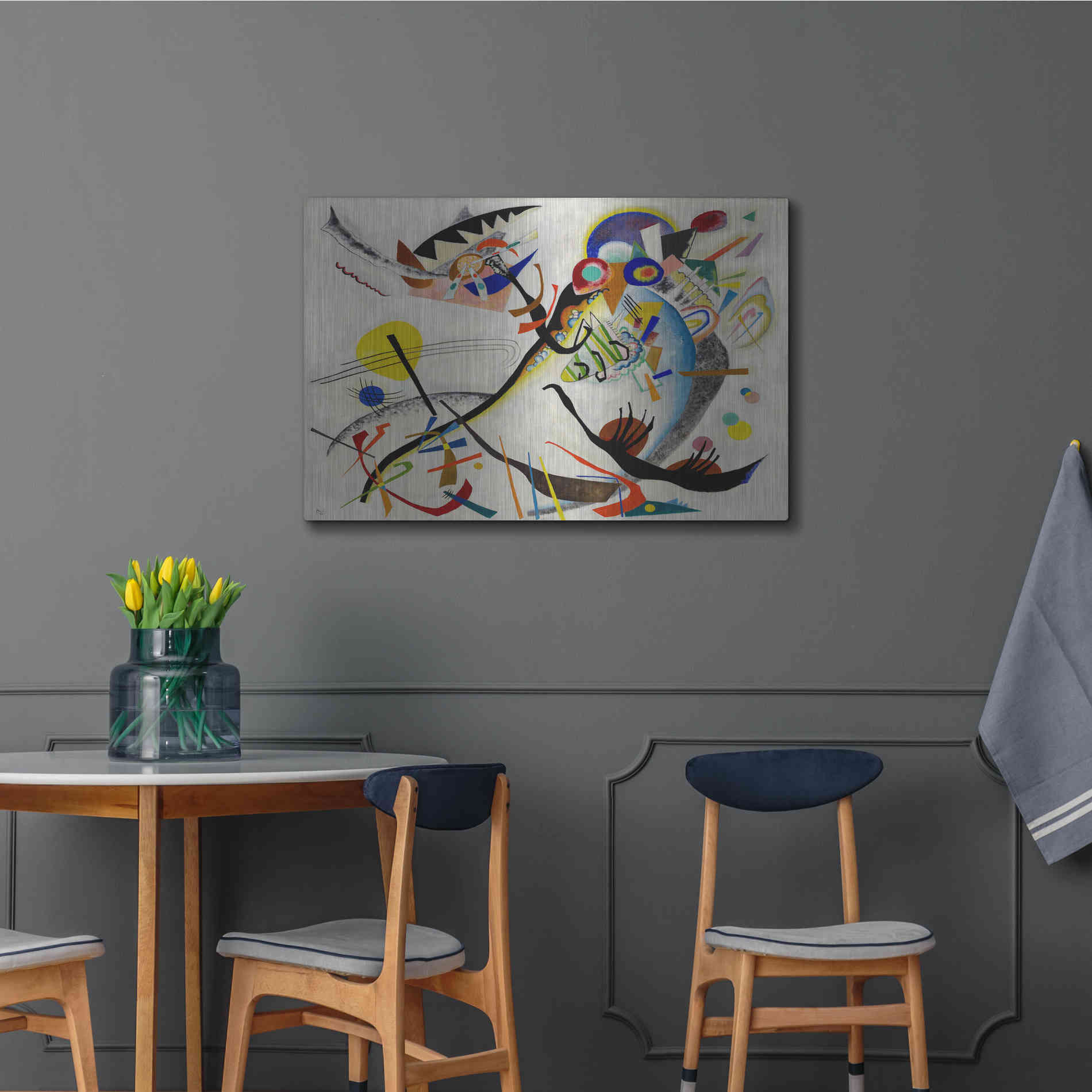 Luxe Metal Art 'Blue Segment' by Wassily Kandinsky, Metal Wall Art,36x24