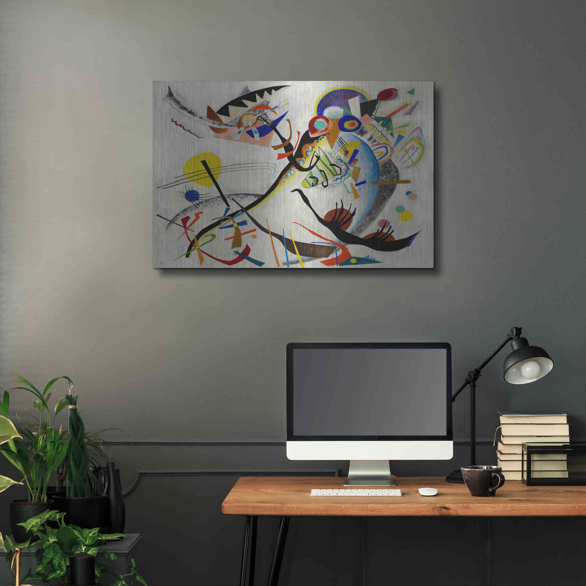 Luxe Metal Art 'Blue Segment' by Wassily Kandinsky, Metal Wall Art,36x24