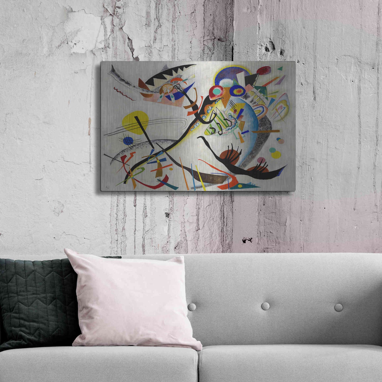 Luxe Metal Art 'Blue Segment' by Wassily Kandinsky, Metal Wall Art,36x24