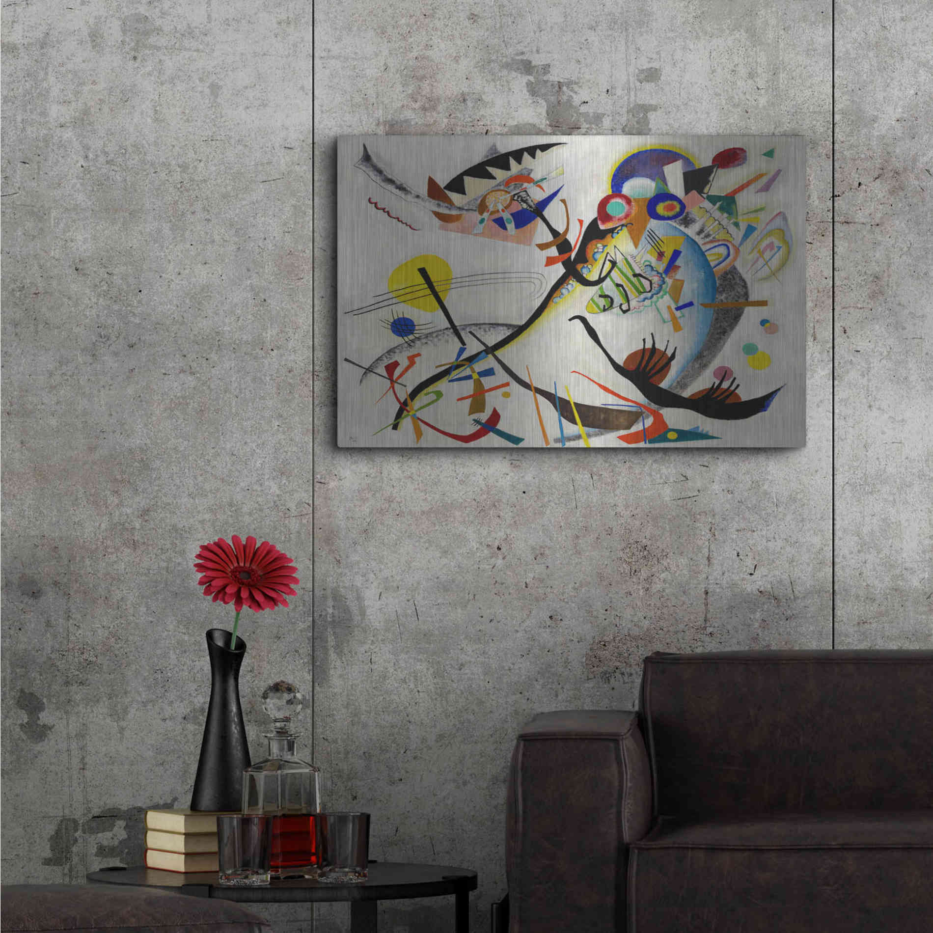 Luxe Metal Art 'Blue Segment' by Wassily Kandinsky, Metal Wall Art,36x24