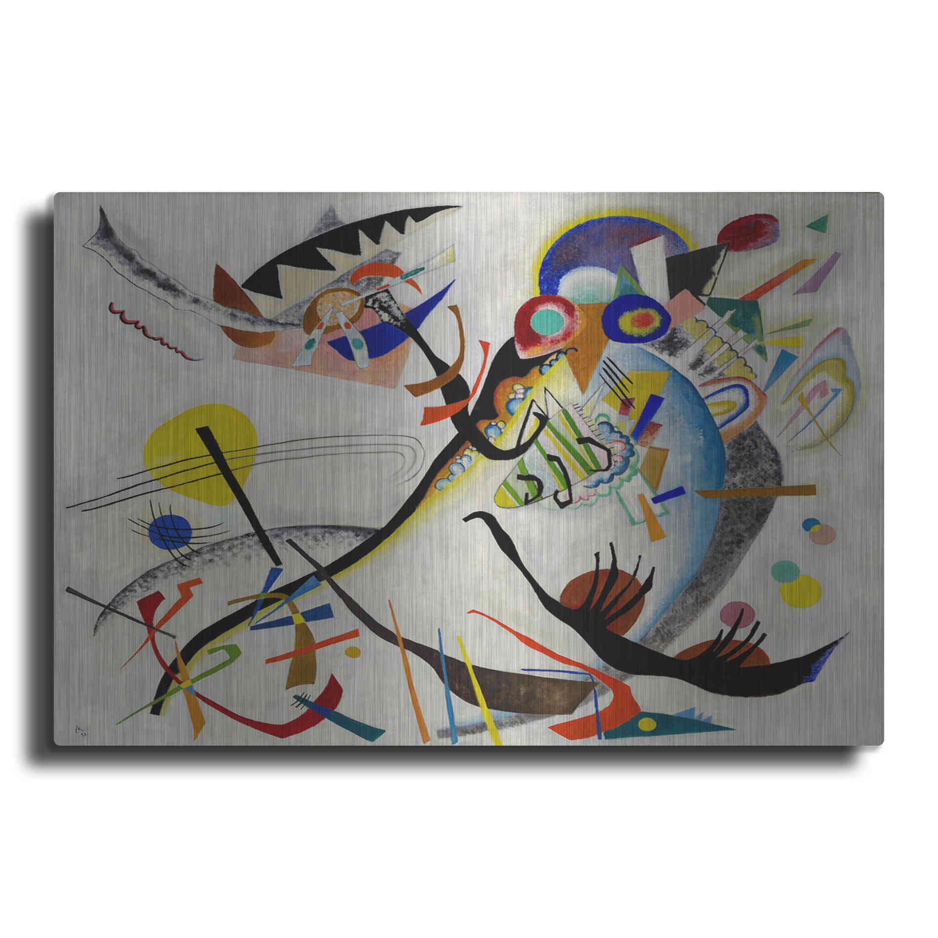 Luxe Metal Art 'Blue Segment' by Wassily Kandinsky, Metal Wall Art