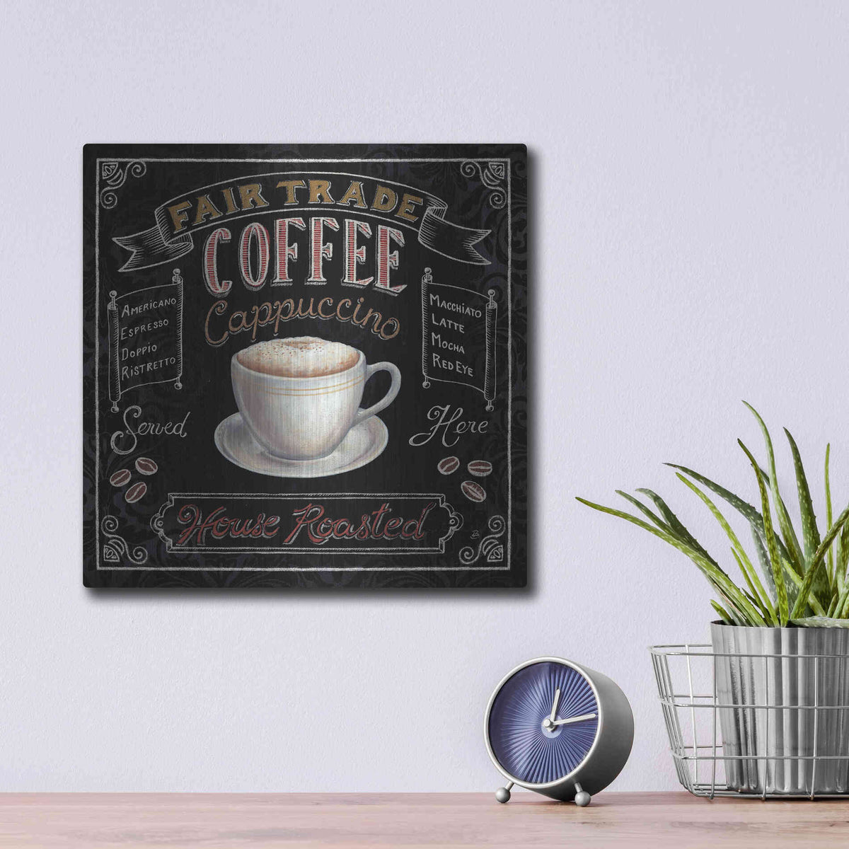 Luxe Metal Art 'Morning Treat Square I' by Daphne Brissonet, Metal Wall Art,12x12