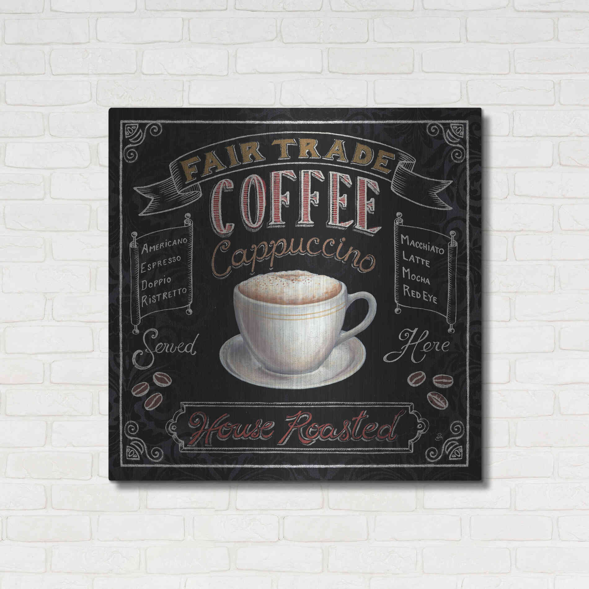 Luxe Metal Art 'Morning Treat Square I' by Daphne Brissonet, Metal Wall Art,36x36