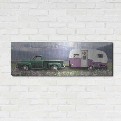 Luxe Metal Art 'Spring Camping with Bike' by Lori Deiter, Metal Wall Art,48x16