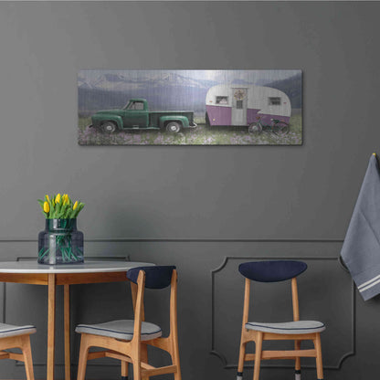 Luxe Metal Art 'Spring Camping with Bike' by Lori Deiter, Metal Wall Art,48x16