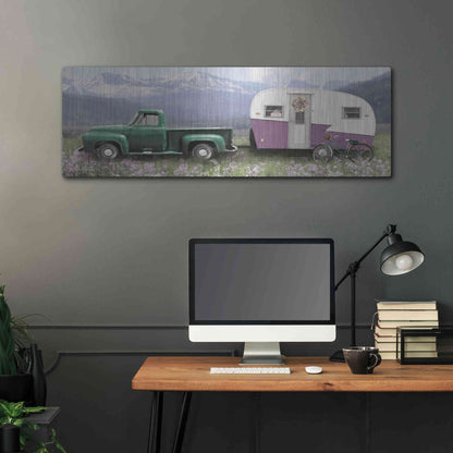 Luxe Metal Art 'Spring Camping with Bike' by Lori Deiter, Metal Wall Art,48x16
