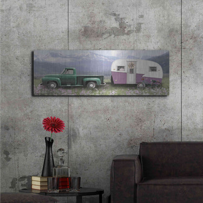 Luxe Metal Art 'Spring Camping with Bike' by Lori Deiter, Metal Wall Art,48x16
