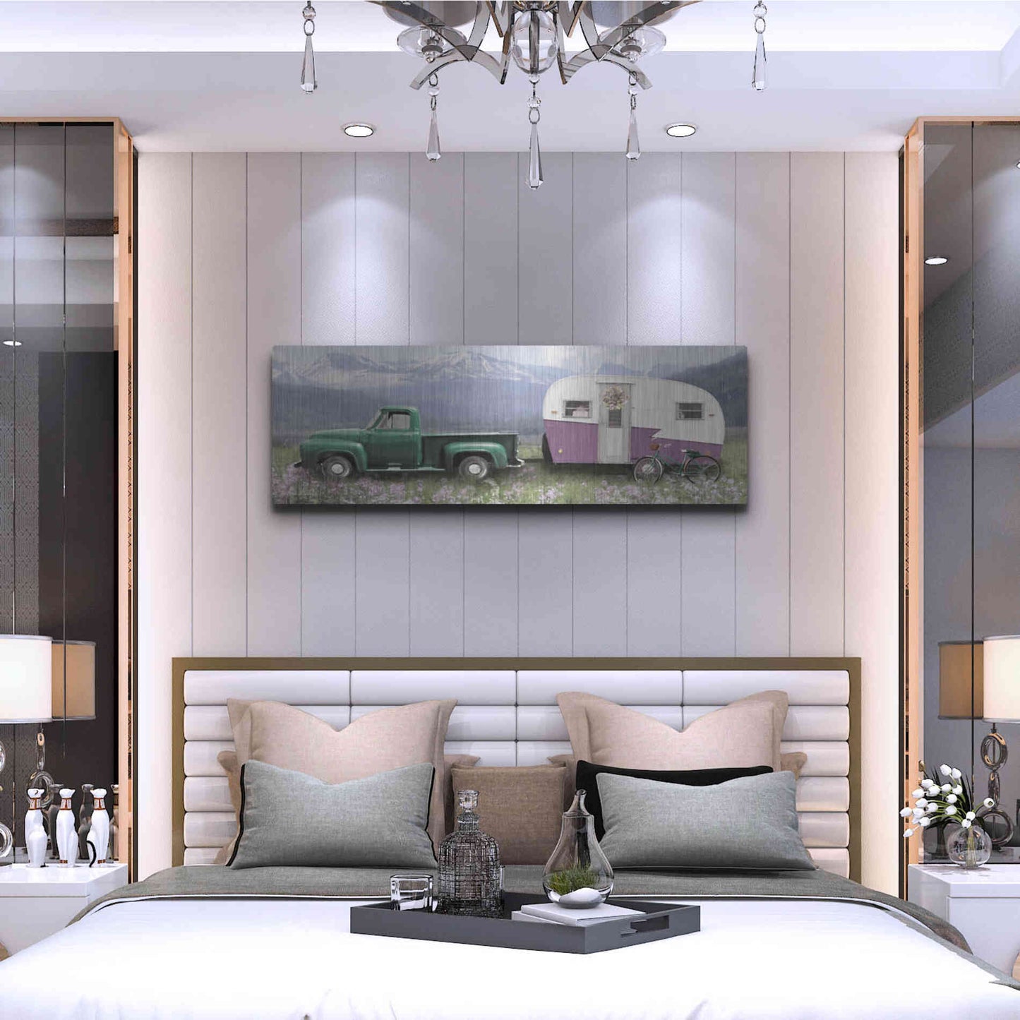 Luxe Metal Art 'Spring Camping with Bike' by Lori Deiter, Metal Wall Art,48x16