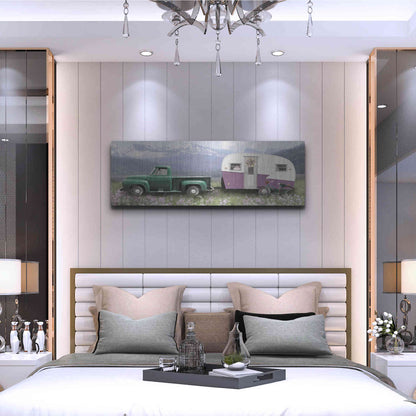 Luxe Metal Art 'Spring Camping with Bike' by Lori Deiter, Metal Wall Art,48x16