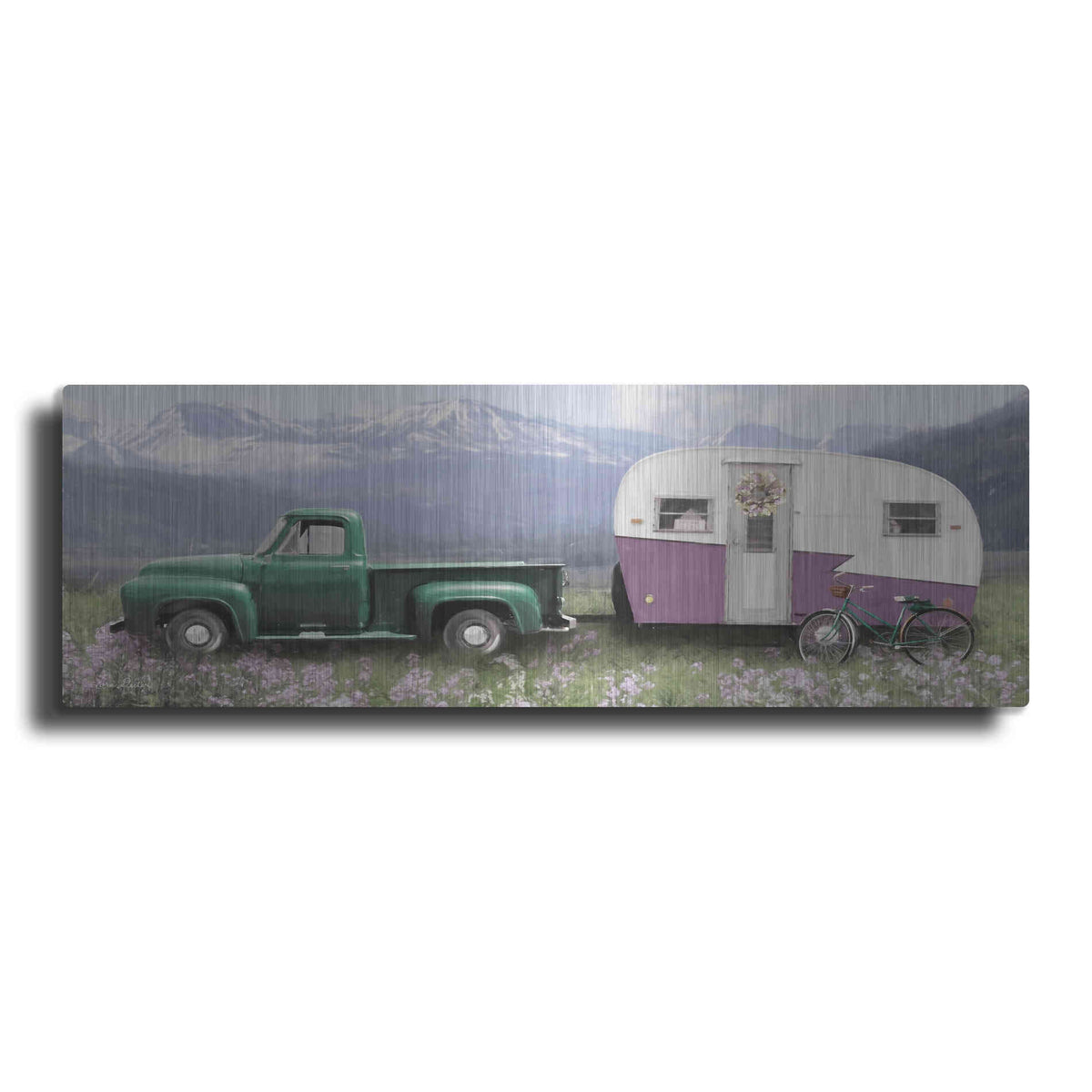 Luxe Metal Art 'Spring Camping with Bike' by Lori Deiter, Metal Wall Art