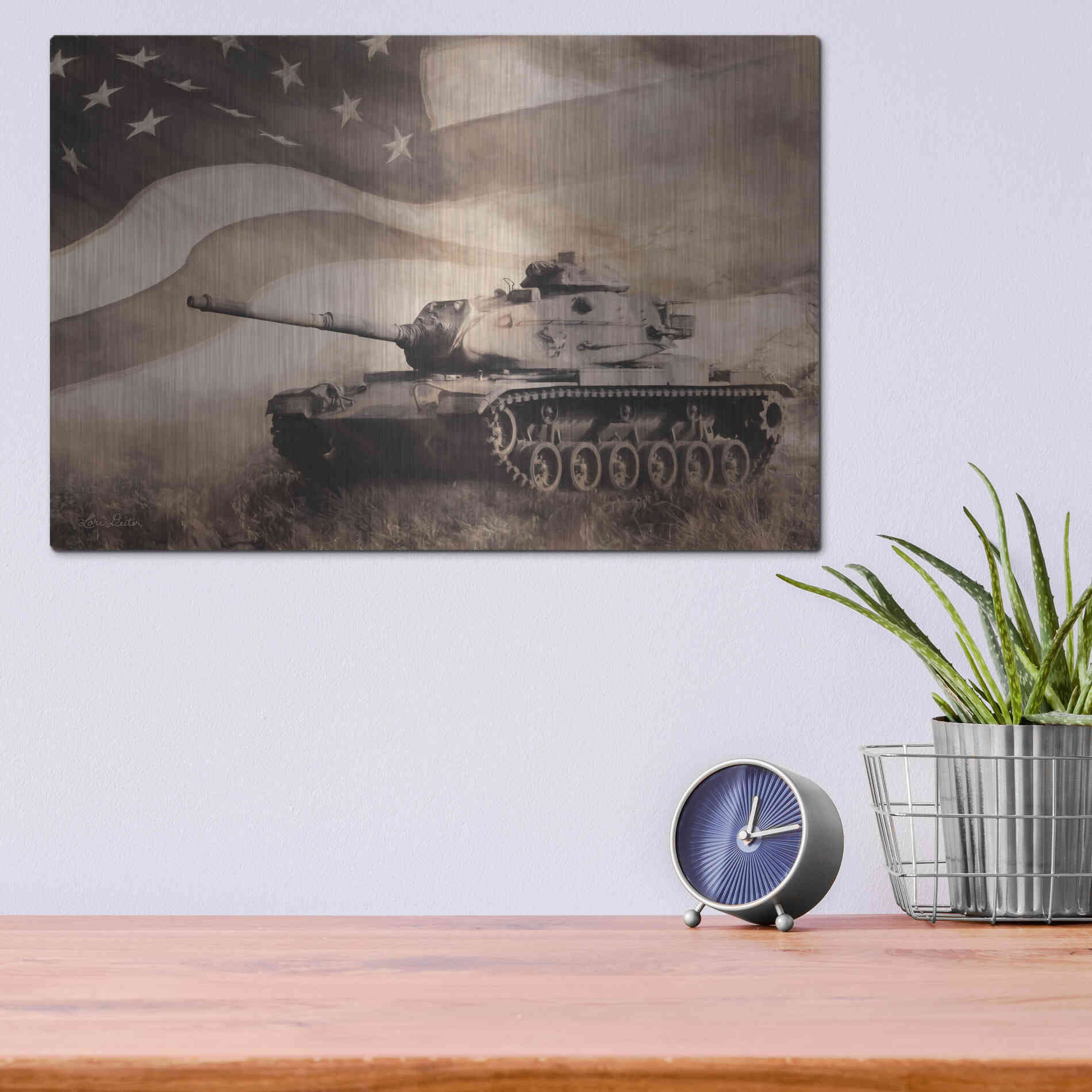 Luxe Metal Art 'The Liberator Tank' by Lori Deiter, Metal Wall Art,16x12