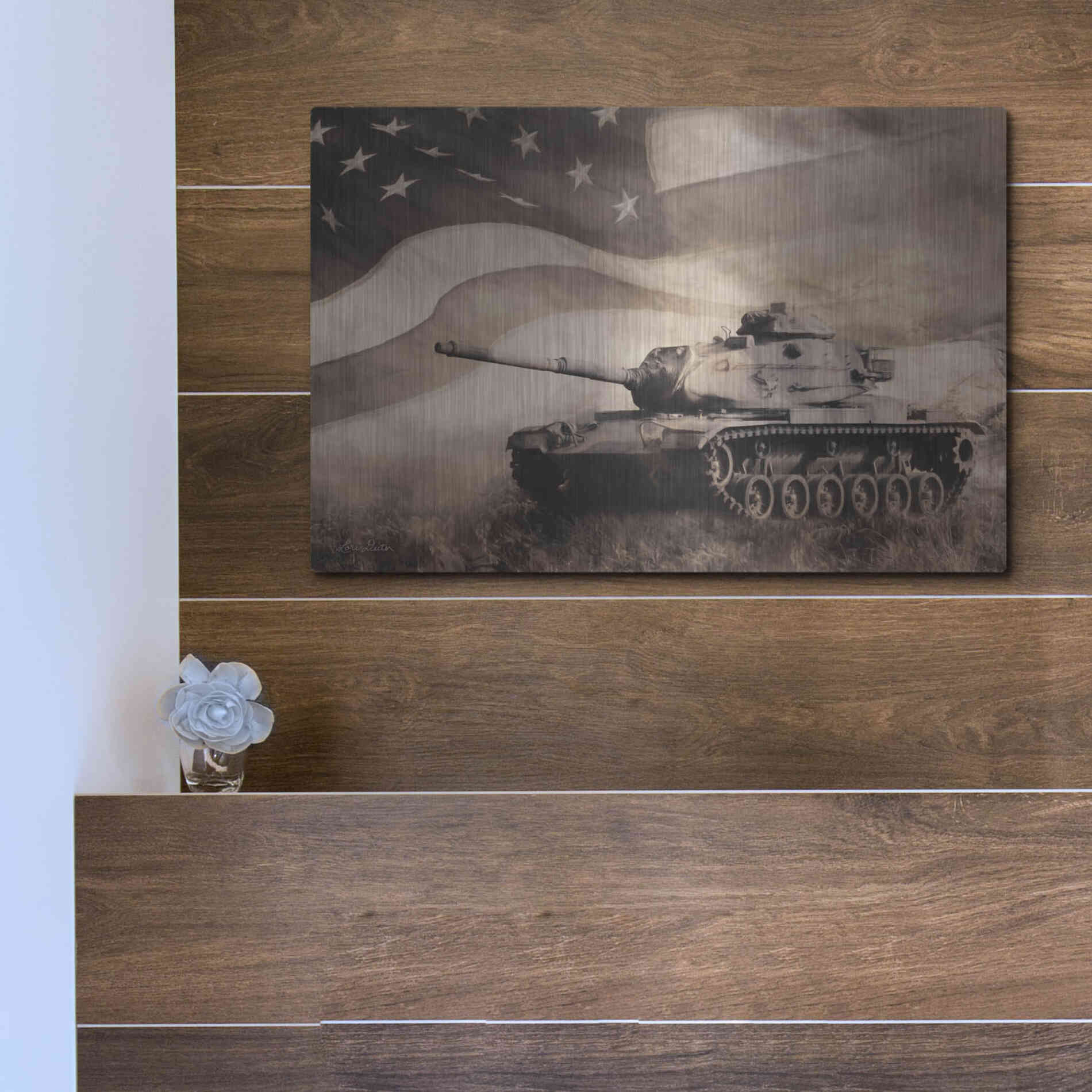 Luxe Metal Art 'The Liberator Tank' by Lori Deiter, Metal Wall Art,16x12