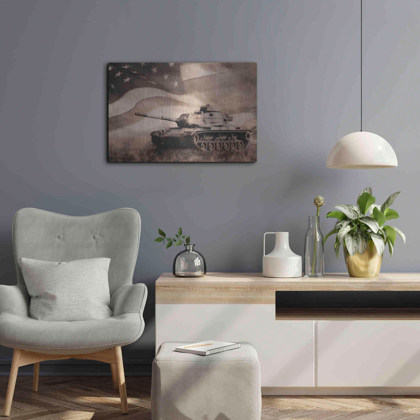 Luxe Metal Art 'The Liberator Tank' by Lori Deiter, Metal Wall Art,24x16