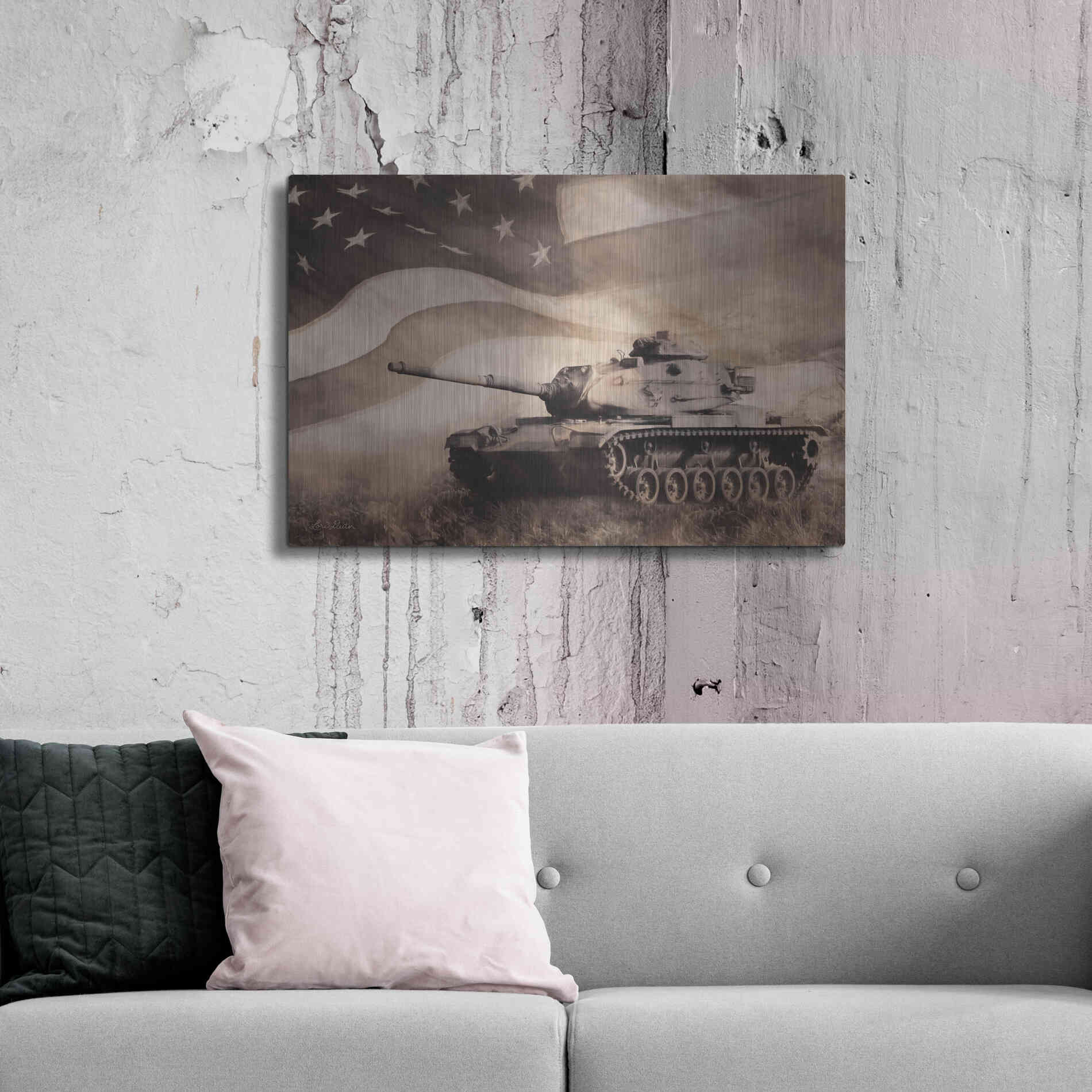 Luxe Metal Art 'The Liberator Tank' by Lori Deiter, Metal Wall Art,36x24