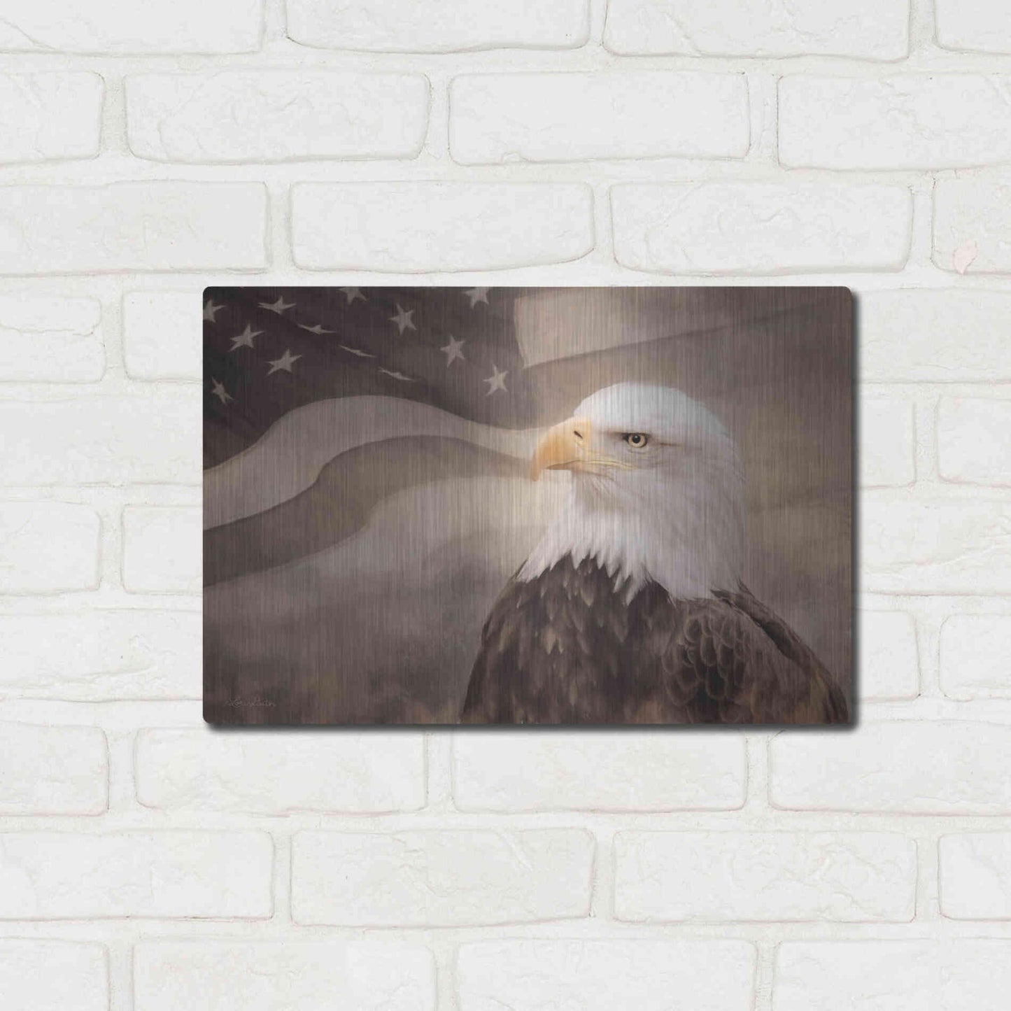 Luxe Metal Art 'US Symbols' by Lori Deiter, Metal Wall Art,16x12