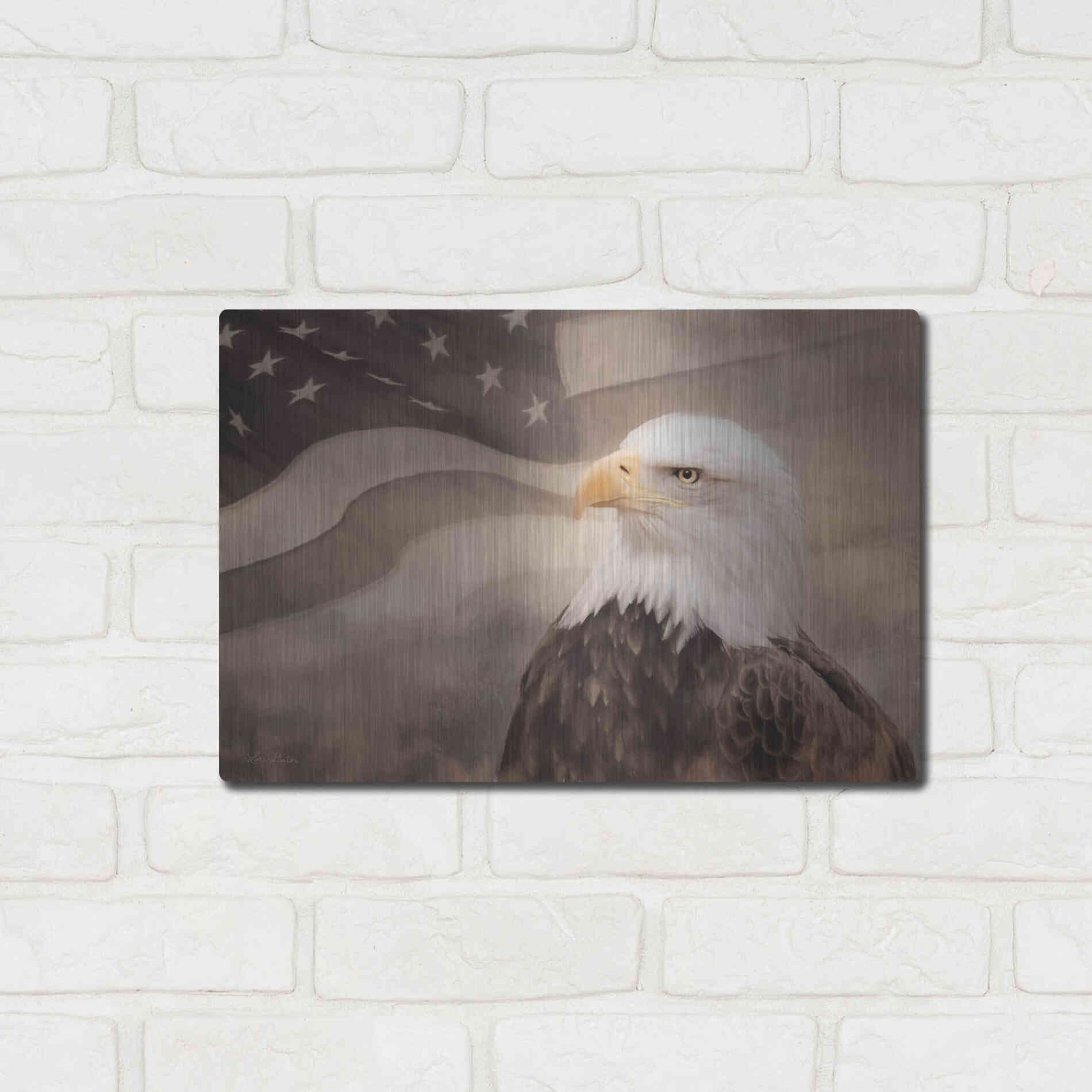 Luxe Metal Art 'US Symbols' by Lori Deiter, Metal Wall Art,16x12