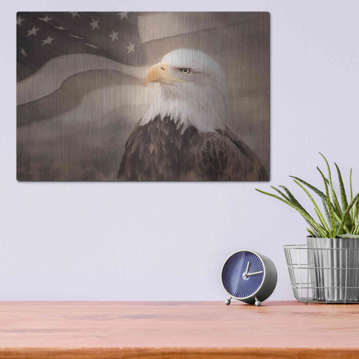 Luxe Metal Art 'US Symbols' by Lori Deiter, Metal Wall Art,16x12