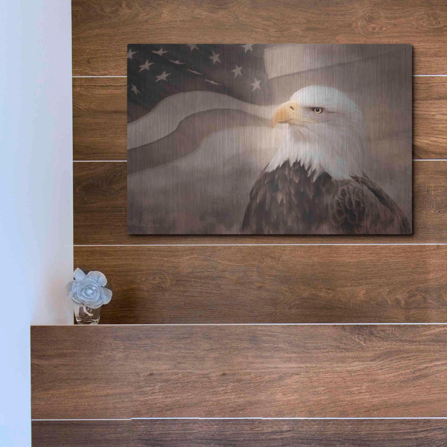 Luxe Metal Art 'US Symbols' by Lori Deiter, Metal Wall Art,16x12