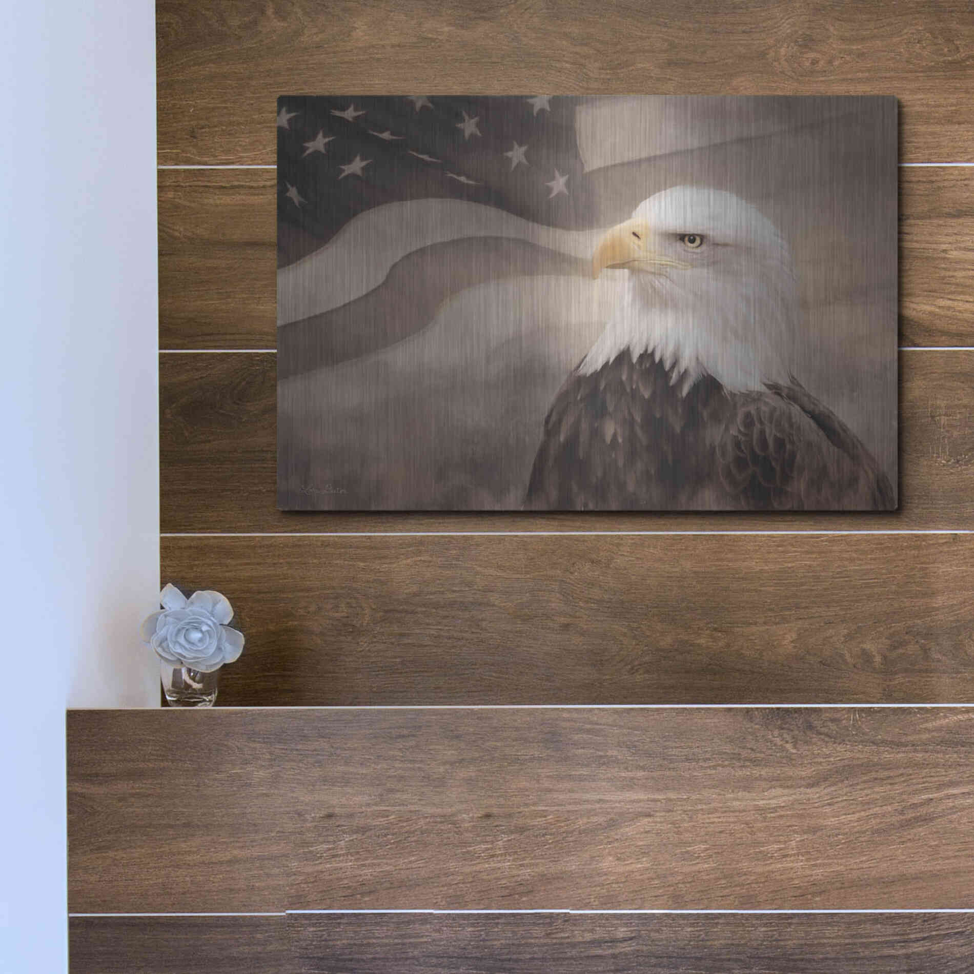 Luxe Metal Art 'US Symbols' by Lori Deiter, Metal Wall Art,16x12