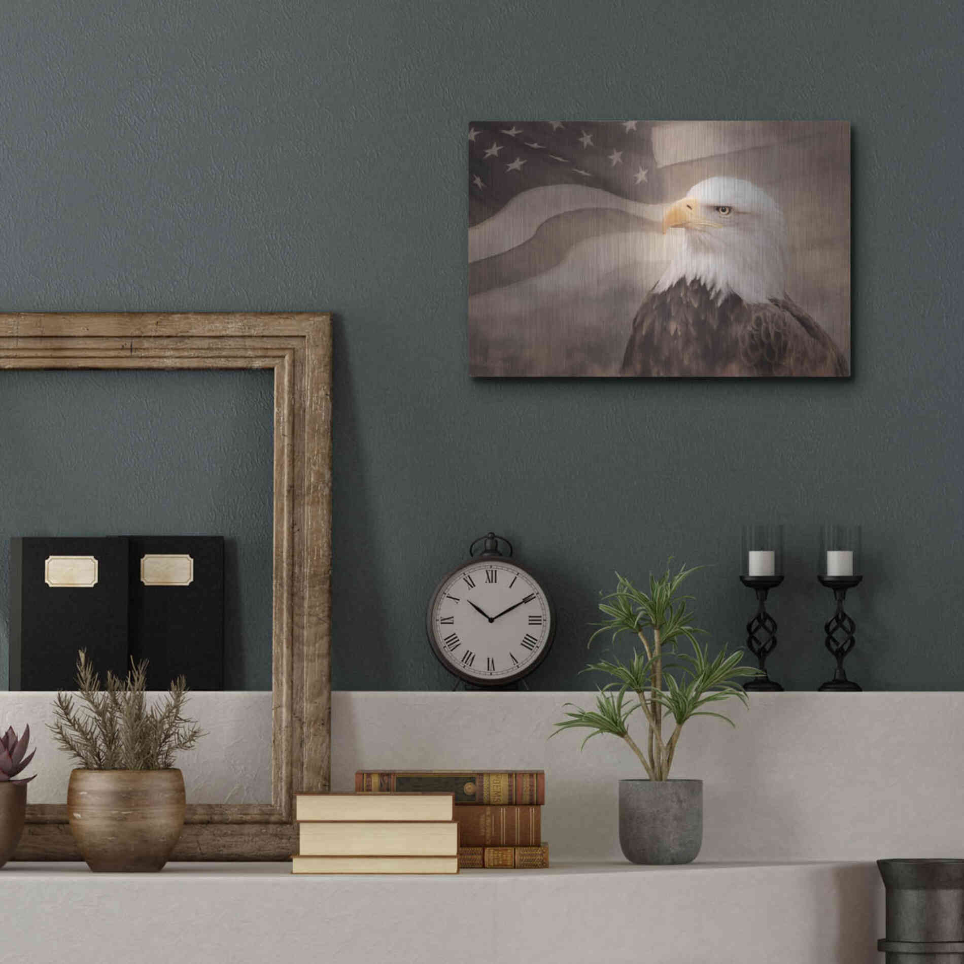 Luxe Metal Art 'US Symbols' by Lori Deiter, Metal Wall Art,16x12