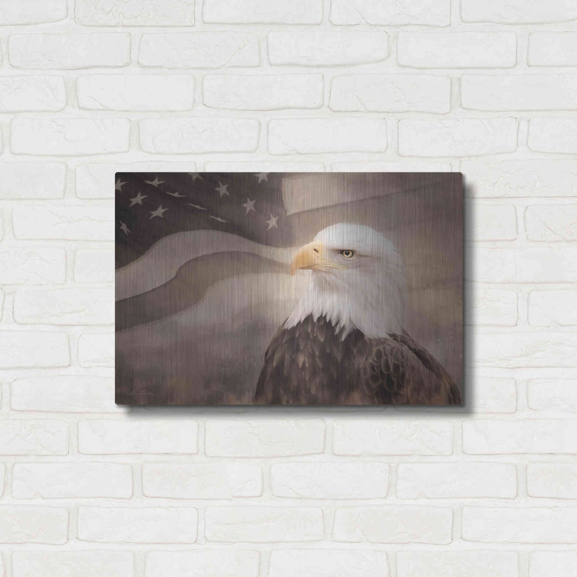 Luxe Metal Art 'US Symbols' by Lori Deiter, Metal Wall Art,24x16