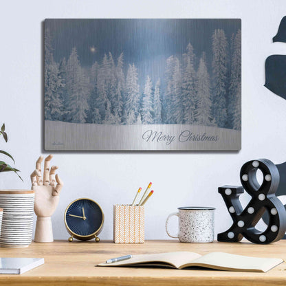 Luxe Metal Art 'Lava Mountain Merry Christmas' by Lori Deiter, Metal Wall Art,16x12