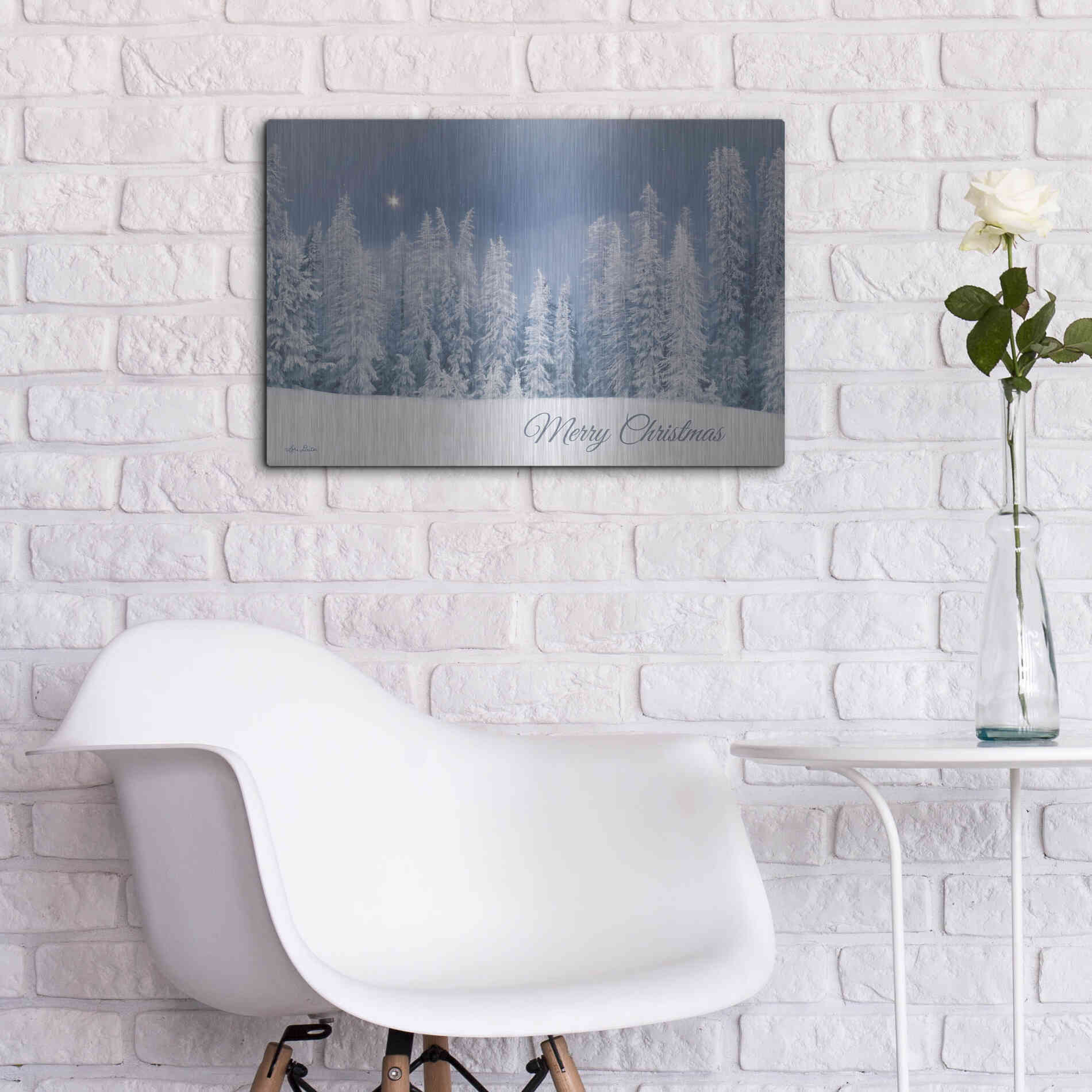 Luxe Metal Art 'Lava Mountain Merry Christmas' by Lori Deiter, Metal Wall Art,24x16