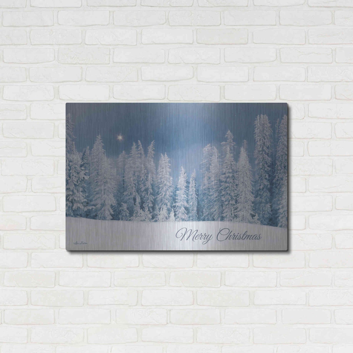 Luxe Metal Art 'Lava Mountain Merry Christmas' by Lori Deiter, Metal Wall Art,36x24