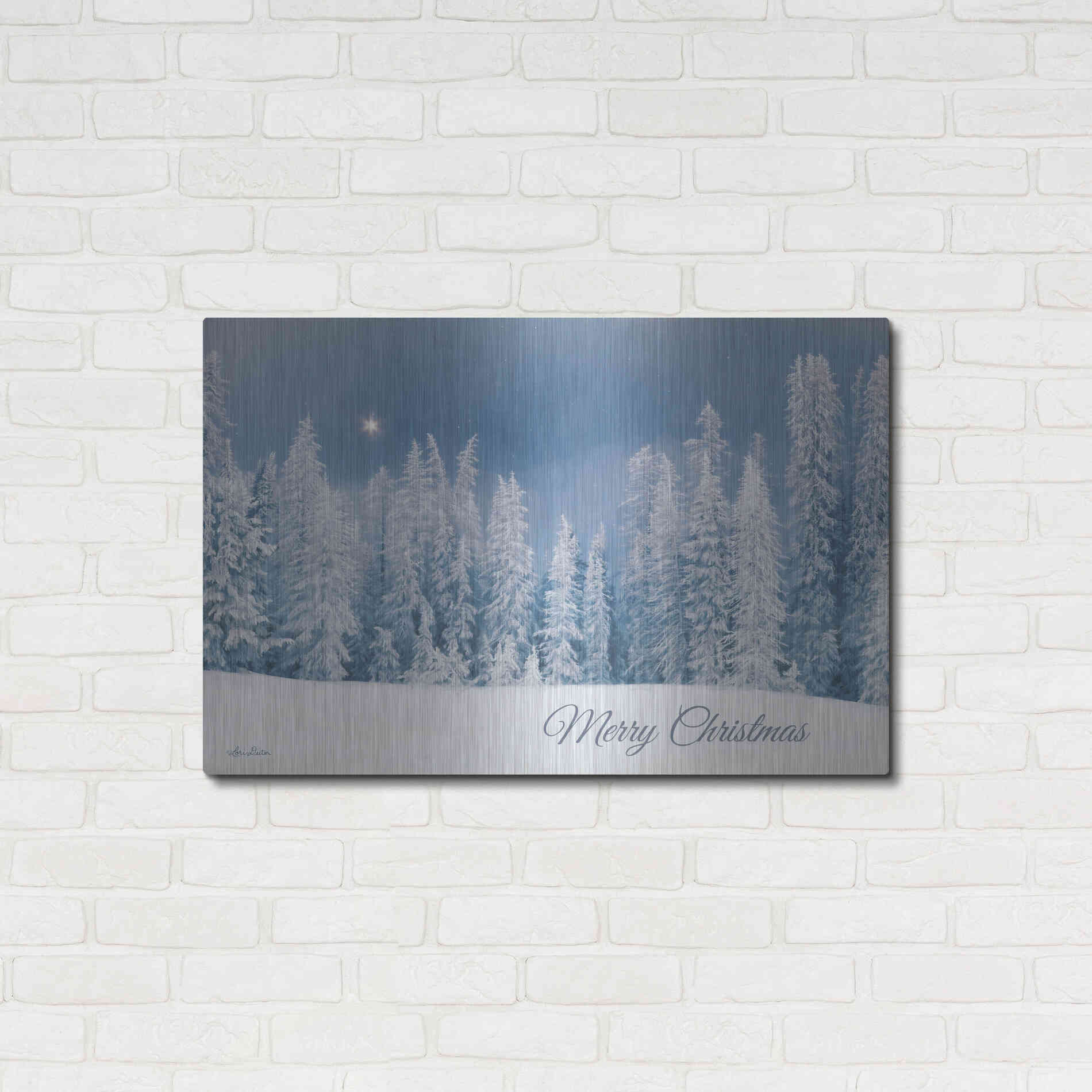 Luxe Metal Art 'Lava Mountain Merry Christmas' by Lori Deiter, Metal Wall Art,36x24