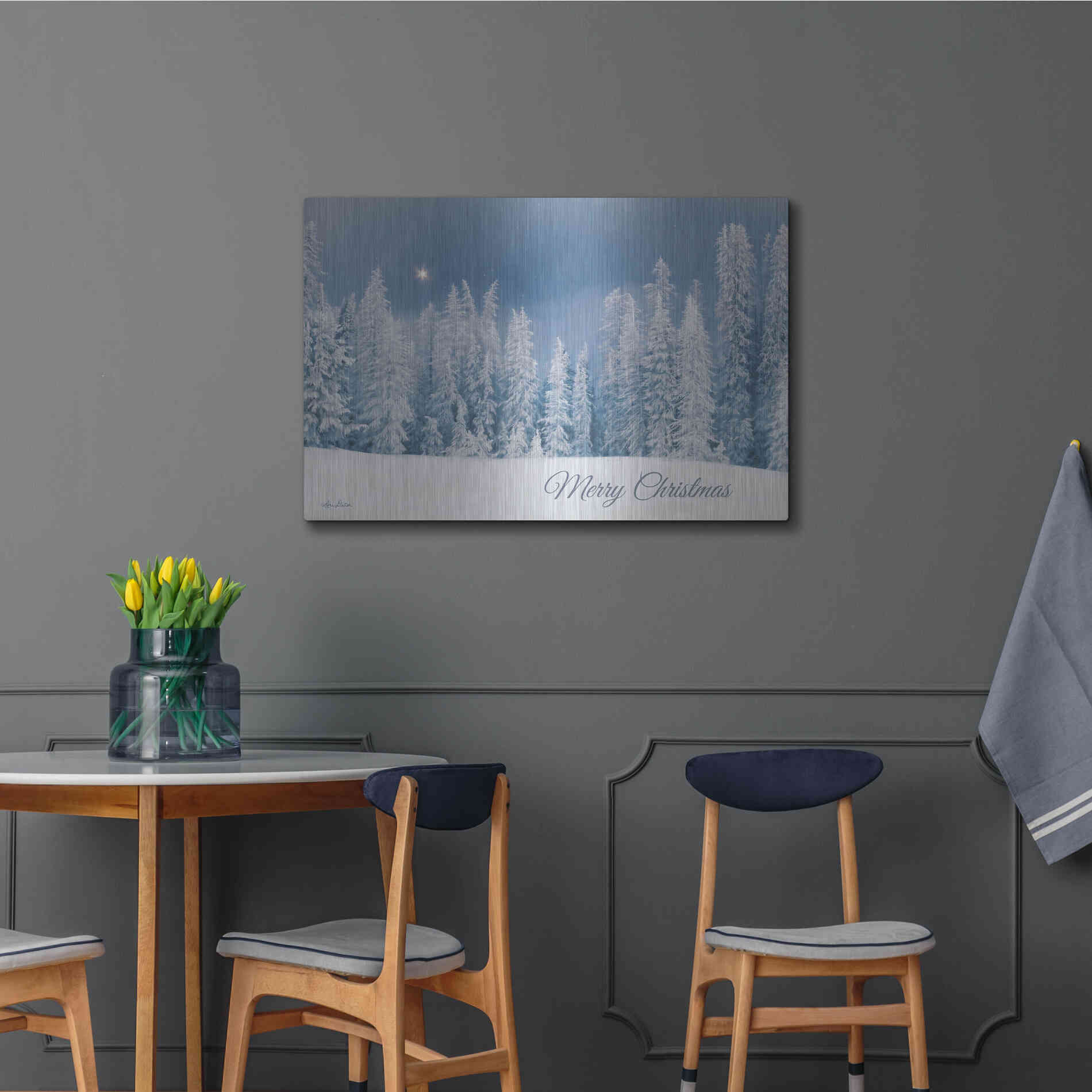 Luxe Metal Art 'Lava Mountain Merry Christmas' by Lori Deiter, Metal Wall Art,36x24