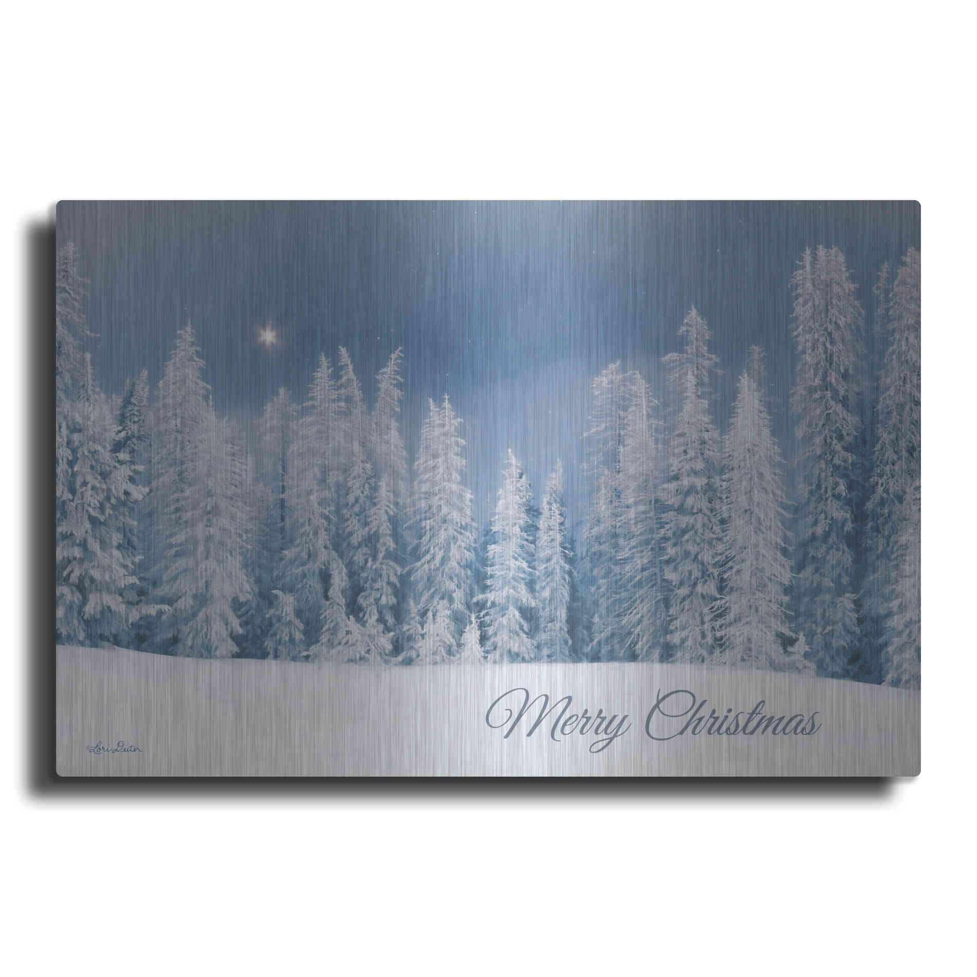 Luxe Metal Art 'Lava Mountain Merry Christmas' by Lori Deiter, Metal Wall Art