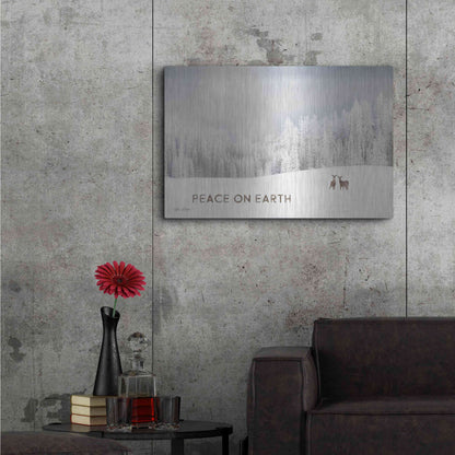 Luxe Metal Art 'Lava Mountain Snow Storm with Deer' by Lori Deiter, Metal Wall Art,36x24