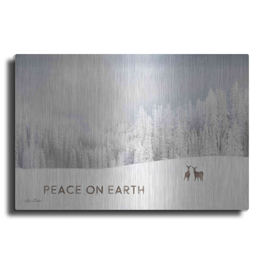 Luxe Metal Art 'Lava Mountain Snow Storm with Deer' by Lori Deiter, Metal Wall Art