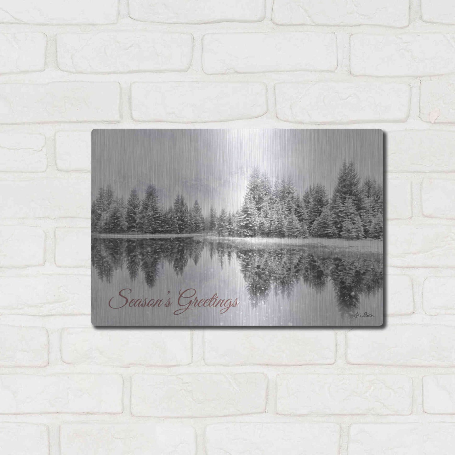 Luxe Metal Art 'Schwabachers Seasons Greetings' by Lori Deiter, Metal Wall Art,16x12