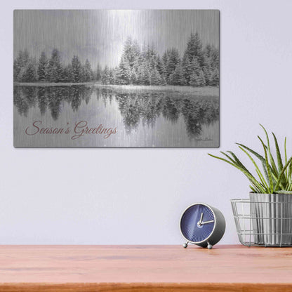 Luxe Metal Art 'Schwabachers Seasons Greetings' by Lori Deiter, Metal Wall Art,16x12