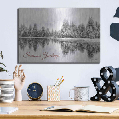 Luxe Metal Art 'Schwabachers Seasons Greetings' by Lori Deiter, Metal Wall Art,16x12