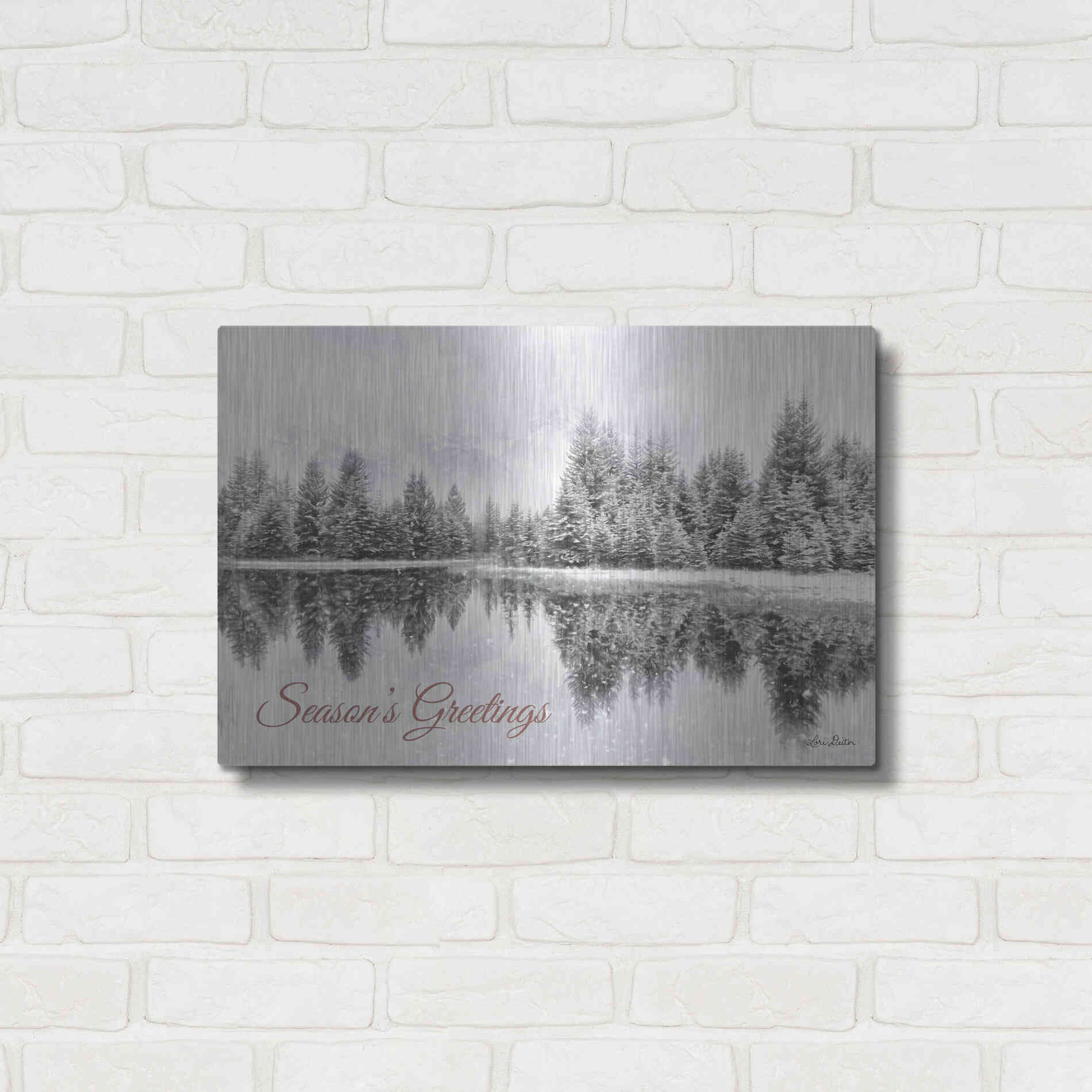 Luxe Metal Art 'Schwabachers Seasons Greetings' by Lori Deiter, Metal Wall Art,24x16