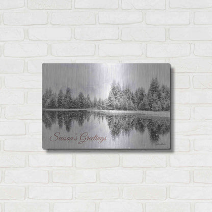 Luxe Metal Art 'Schwabachers Seasons Greetings' by Lori Deiter, Metal Wall Art,24x16