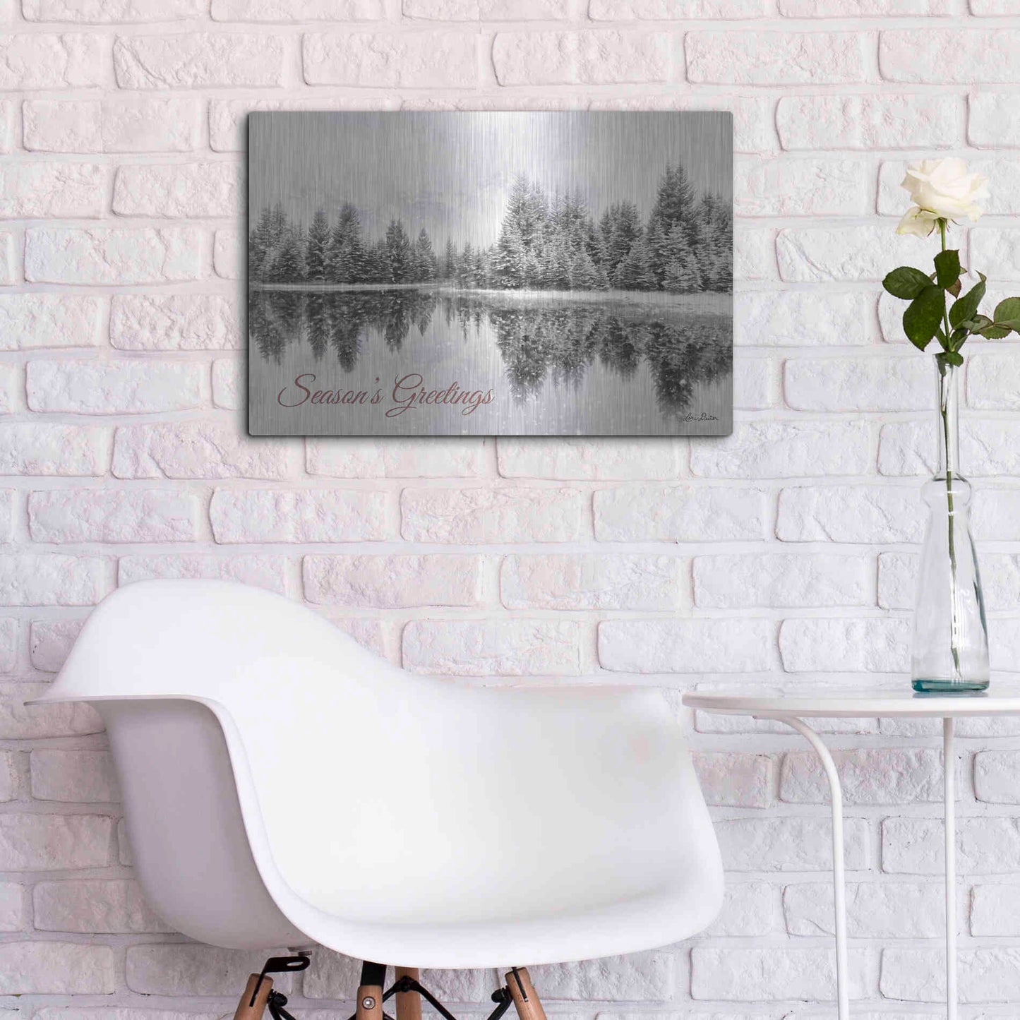 Luxe Metal Art 'Schwabachers Seasons Greetings' by Lori Deiter, Metal Wall Art,24x16