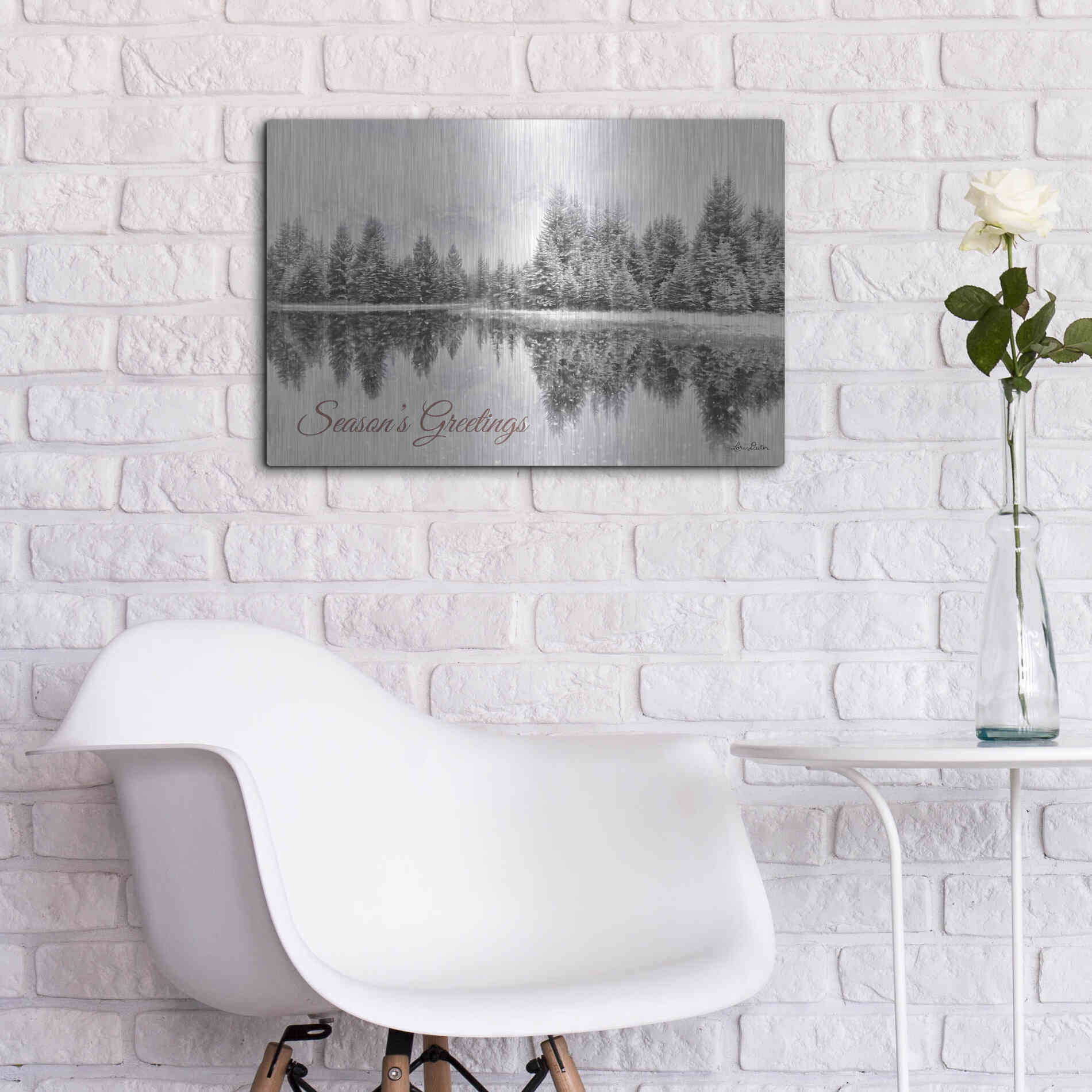 Luxe Metal Art 'Schwabachers Seasons Greetings' by Lori Deiter, Metal Wall Art,24x16