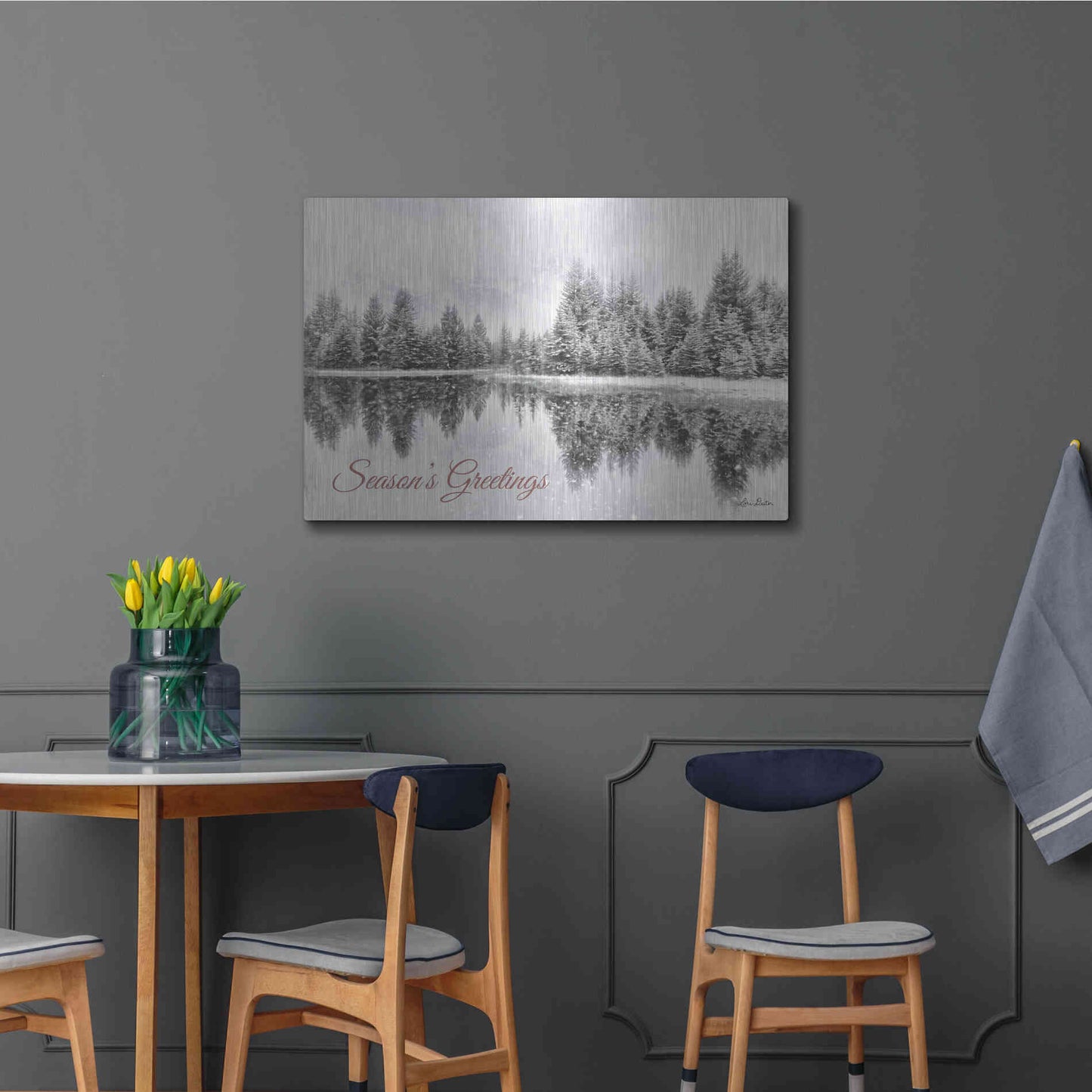 Luxe Metal Art 'Schwabachers Seasons Greetings' by Lori Deiter, Metal Wall Art,36x24
