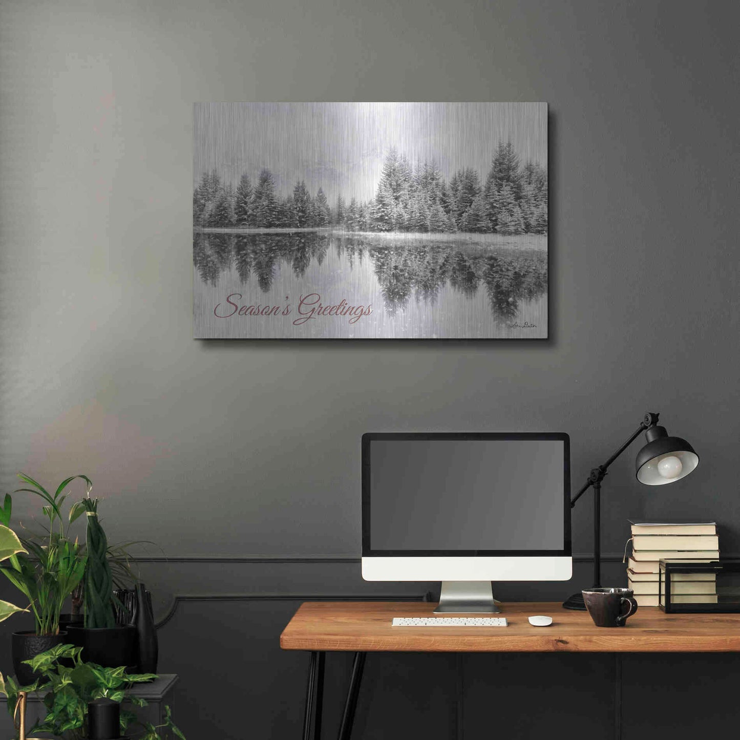 Luxe Metal Art 'Schwabachers Seasons Greetings' by Lori Deiter, Metal Wall Art,36x24