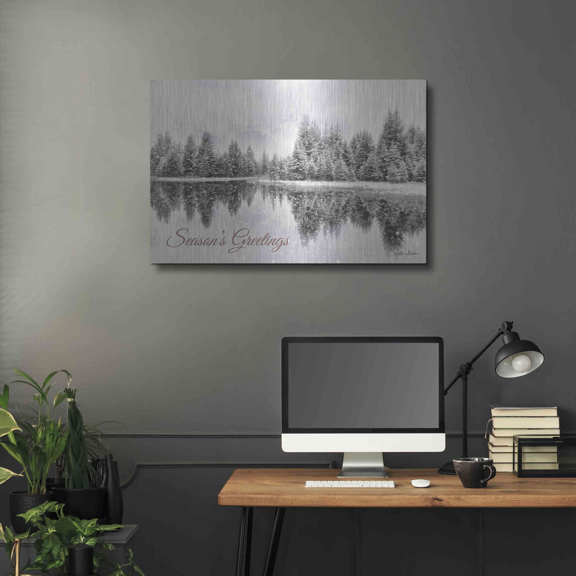 Luxe Metal Art 'Schwabachers Seasons Greetings' by Lori Deiter, Metal Wall Art,36x24