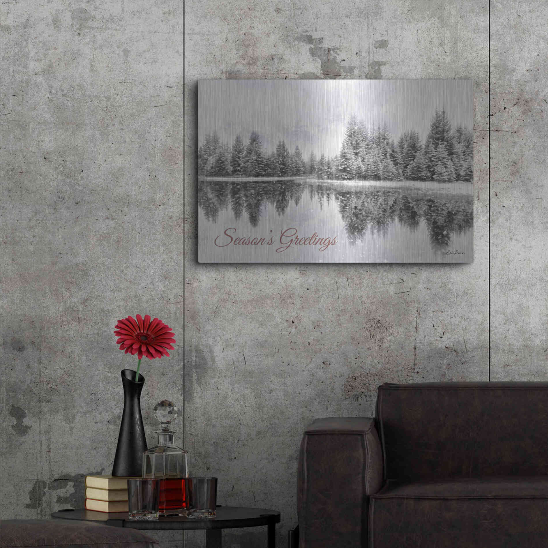 Luxe Metal Art 'Schwabachers Seasons Greetings' by Lori Deiter, Metal Wall Art,36x24