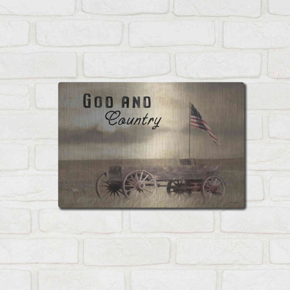 Luxe Metal Art 'God and Country' by Lori Deiter, Metal Wall Art,16x12