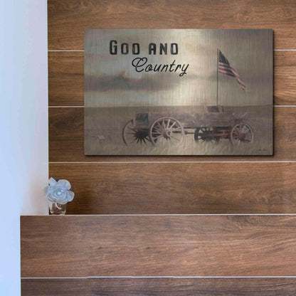 Luxe Metal Art 'God and Country' by Lori Deiter, Metal Wall Art,16x12