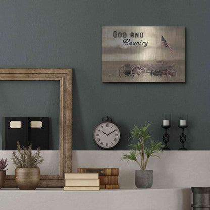 Luxe Metal Art 'God and Country' by Lori Deiter, Metal Wall Art,16x12